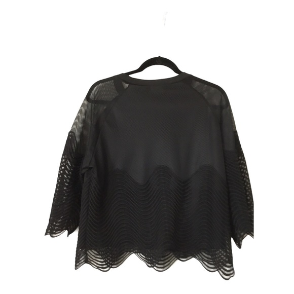 True Life NWT Black Mesh Blouse with Scalloped Edging size L - Picture 3 of 12